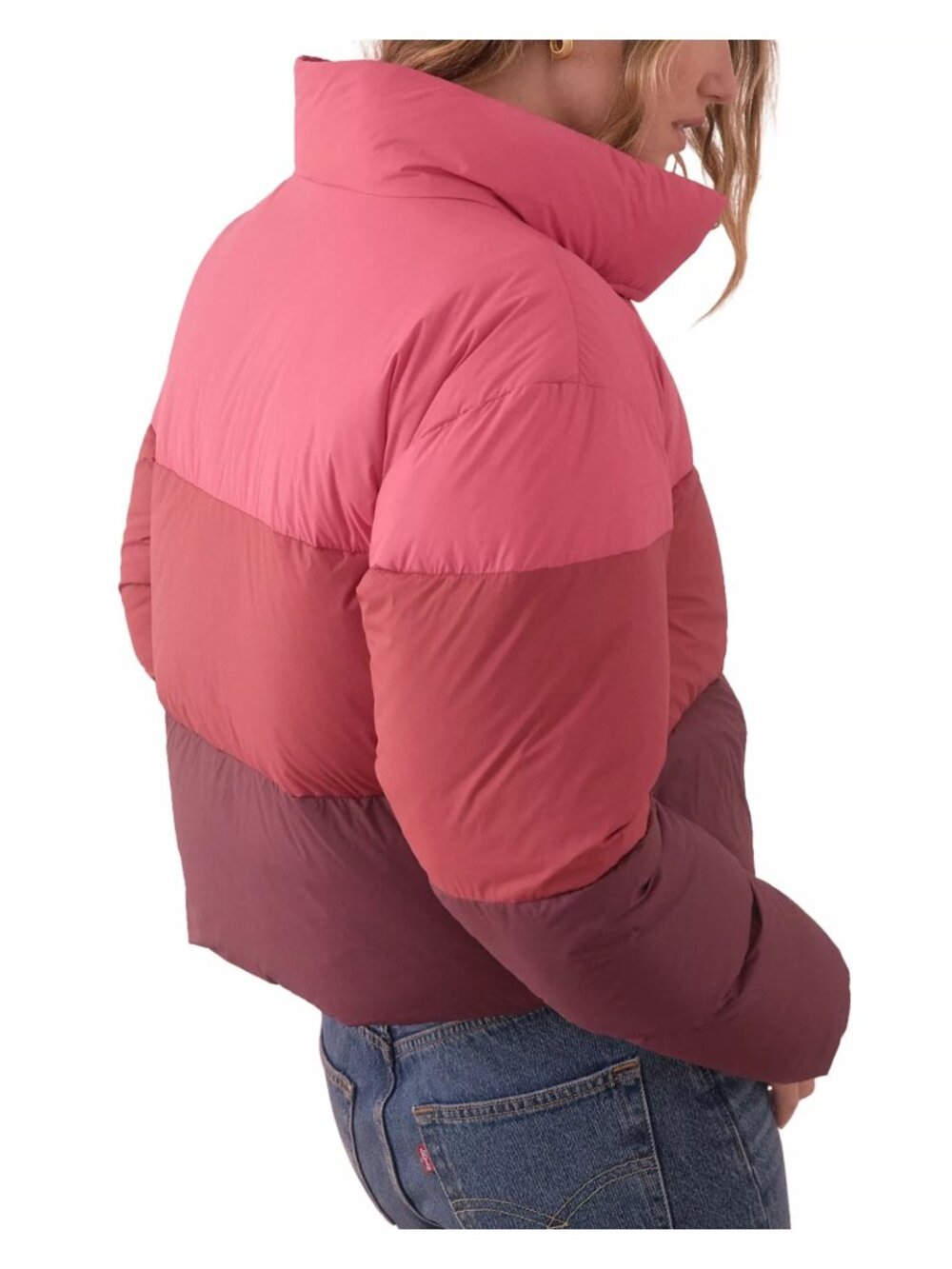 Marine Layer Gia Cropped Down Puffer Jacket Colorblock Size Small New with Tag - Picture 2 of 11